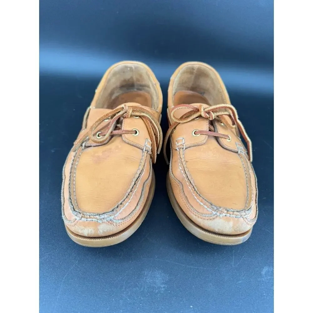 Life Outdoors Mason Shoe Mens 13 AA Tan Leather Boat Deck Shoes Moc Toe Vintage